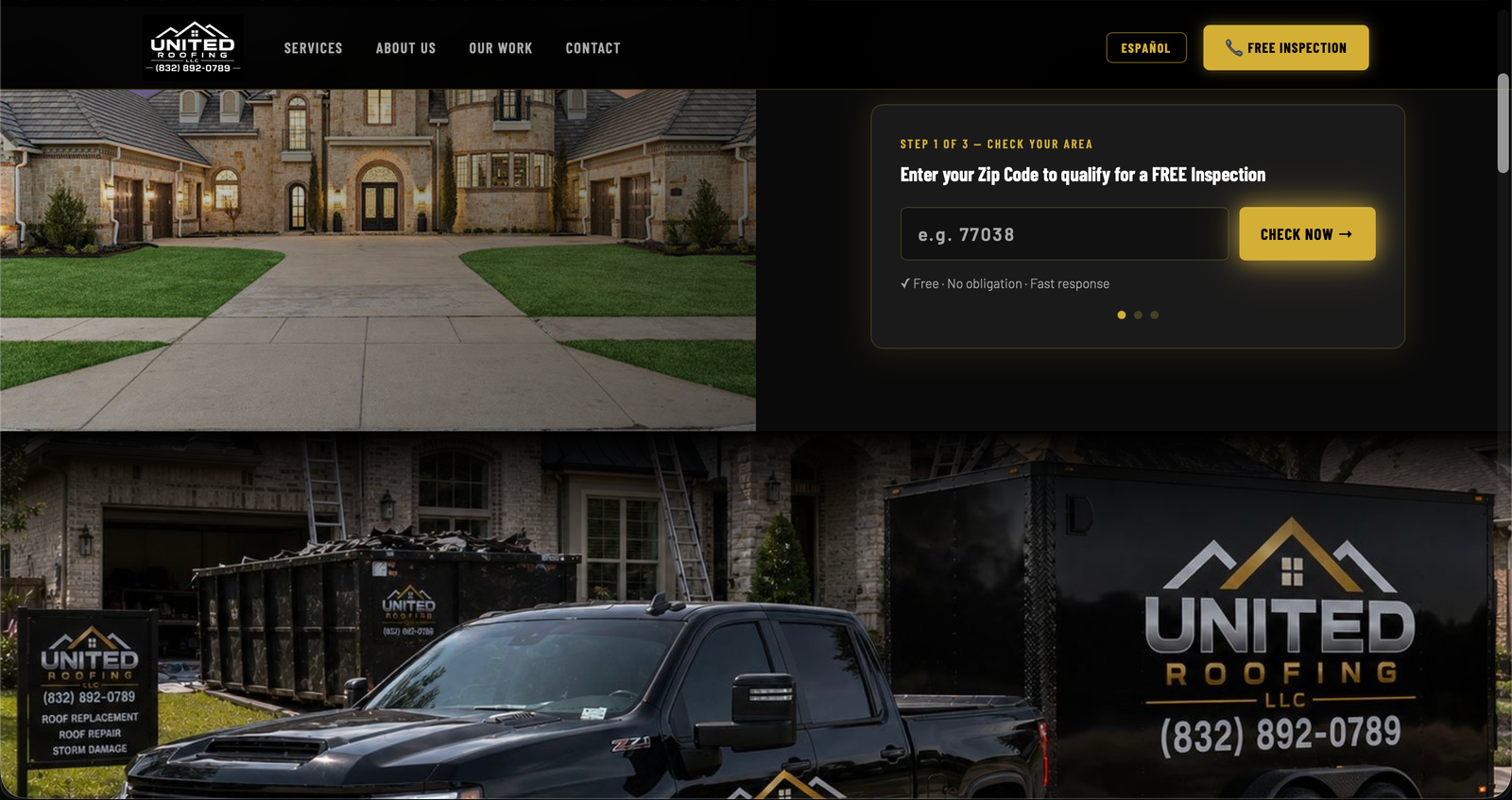 United Roofing TX website preview